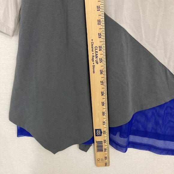 By JJ Blue Gray Color Block Ultra Soft Stretch Asymmetric Artsy Tunic XL - Picture 5 of 10